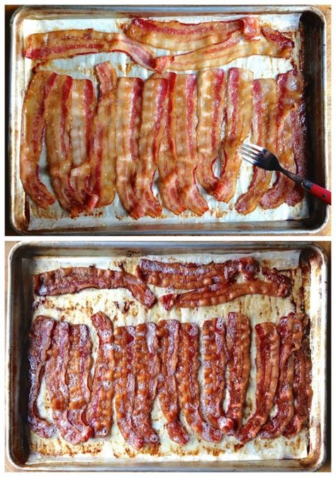 Bakin’ the Bacon --  the best way to cook bacon in bulk.  Bake on parchment lined rimmed baking sheet in 350 degree oven for 35-40 minutes depending how dark you like it!!  Cook up to a pound of bacon on half sheet pan. Bake Bacon, Oven Baked Bacon, Bacon In The Oven, Cooking Bacon, Baked Bacon, Best Bacon, Candied Bacon, Oven Cooking, Bacon Recipes