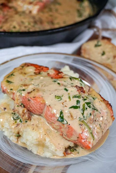 razzle dazzle life marry me salmon Marry Me Salmon Recipe, Marry Me Salmon, Salmon Sauce Recipes, Steamed Seafood, Tuscan Salmon, Cream Cheese Spinach, Salmon Recipes Baked Healthy, Seafood Dish Recipes, Sun Dried Tomato Sauce