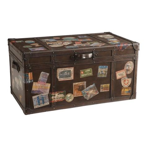 Saddle Travel Trunk Cocktail Trunk Table, Old Trunks, Travel Trunk, Old Suitcases, Vintage Trunks, Vintage Suitcases, Bassett Furniture, Storage Trunk, Table Tray