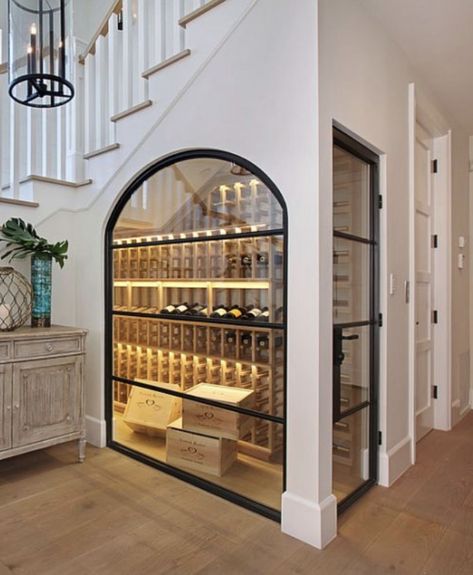 Under The Stairs Cellar, In House Wine Cellar, Mini Wine Cellar Ideas, Wine Cellar Dining Room, Small Wine Room, Under Stairs Wine Cellar, Home Wine Bar, House Bedroom Ideas, Wine Closet