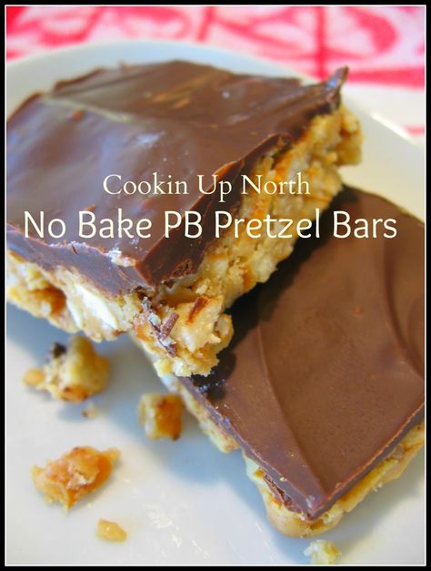 cookin' up north: No Bake PB Pretzel Bars Pretzel Bars, Baked Pretzels, Sweet Bites, Quick Dessert, Recipes With Few Ingredients, Pretzels Recipe, Baked Fruit, Butterscotch Chips, Scrumptious Desserts