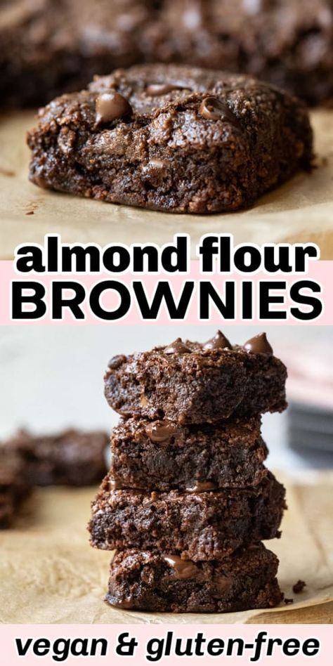 Almond Flour Brownies (Vegan, Gluten-Free) Candida Desserts, Almond Flour Recipes Desserts, Almond Flour Desserts, Almond Flour Brownies, Almond Butter Brownies, Almond Flour Cakes, Dairy Free Baking, Brownie Recipes Healthy, Baking With Coconut Flour