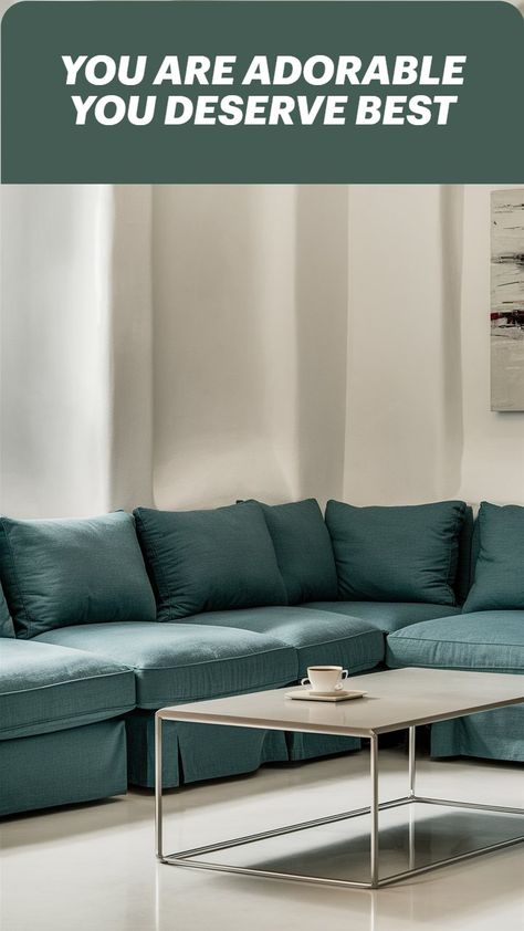 Get inspired by this minimalist living room featuring a teal couch and abstract wall art. Simple and stylish! Deep Teal Couch, Soft Teal Sofa, Zinc Teal Sofa, Teal Velour Sofa, Large Teal Sofa, Teal Couch, Small Apartment Balcony Ideas, Compact Furniture, Teal Sofa