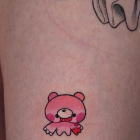 🌦Joe 🌧 on Instagram: "✨🌸Binky🌸✨ A tiny gloomy bear On @edgelordjinx . . . . . . . #gloomybeartattoo #gloomybear #inked #colormontrealartist #cutetattoos #tattoo #cutie #smolltattoo" Gloomy Bear Pfps, Gloomy Pfp Bear, Gloomy Bear Icon, Gloomy Bear Tattoo, Gloomy Bear Aesthetic Icon, Gloomy Bear Tattoo Ideas, Gloomy Tattoo, Pink And Black Gloomy Bear, Gloomy Bear