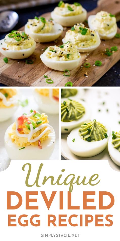 Deviled Eggs Fancy Ideas, Crazy Deviled Eggs, Gourmet Deviled Eggs Appetizers, Different Kinds Of Deviled Eggs, Deviled Eggs Unique, Different Deviled Egg Recipes, Gourmet Deviled Eggs Recipe, Unique Deviled Eggs Recipe, Deviled Egg Recipes Unique