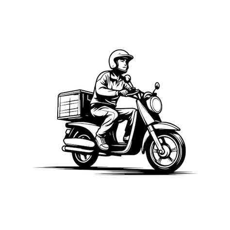 Delivery boy silhouette | Premium Vector #Freepik #vector #fast-delivery #delivery-logo #express #delivery Delivery Logo Design, Food Delivery Logo, Delivery Icon, Delivery Logo, Delivery Boy, Express Logo, Super Mario Bros Party, Boy Silhouette, Mario Bros Party