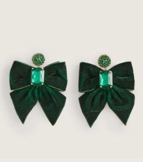 Velvet Earrings, Bow Earring, Boden Uk, Earrings Green, Metal Trim, Bow Earrings, Velvet Bow, Black Party, Earrings Black