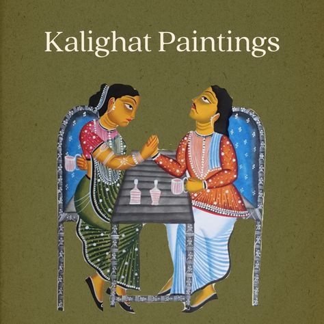 Kalighat Paintings ✨ A classic example of art evolving from traditional roots to a contemporary avatar in the rapidly urbanizing cityscape of 19th-century Kolkata, West Bengal. Kalighat Paintings, simplistic depictions of everyday life center around these realistic themes expressed beautifully by artisans from Bengal, who were traditional scroll painters (patuas). Explore Kalighat Paintings @ www.theindiacrafthouse.com #vintage #culture #identity #history #craftsmanship #handcrafted Kalighat Paintings Art, Kalighat Paintings Folk, Kalighat Paintings, Culture Identity, Bengal Art, Indian Art Forms, Painting Mood, Painted Ideas, Vintage Culture