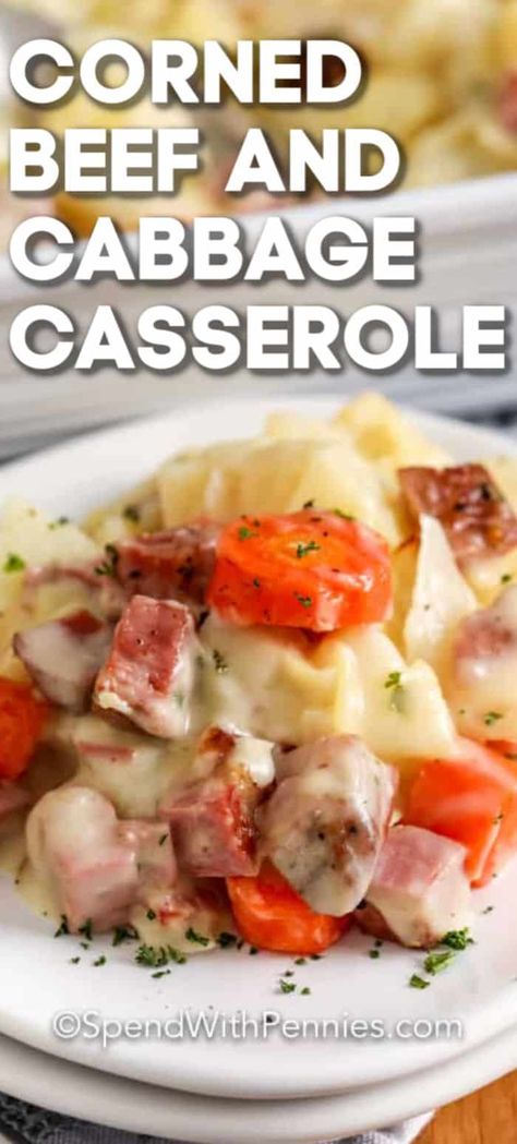 Corn Beef Casserole, Corned Beef Casserole, Corned Beef Sauce, Carrots Baked, Easy Corned Beef, Cabbage Casserole Recipe, Potatoes Cabbage, Cabbage Potatoes, Homemade Corned Beef