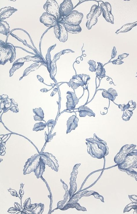 Toile Wallpaper, Toile Pattern, Blue Toile, Whatsapp Wallpaper, Luxury Wallpaper, Blue And White Floral, Arte Floral, Of Wallpaper, Botanical Illustration