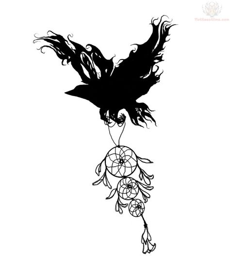 Raven carrying dream catcher Tattoo Designs With Meaning, Designs With Meaning, Hunting Tattoos, Dream Catcher Tattoo Design, Crow Tattoo, Dream Catcher Tattoo, Raven Tattoo, Music Tattoos, Tattoo Designs And Meanings