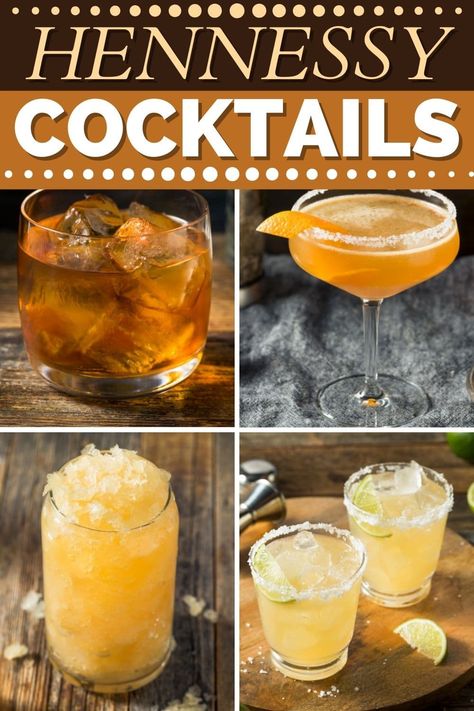 Hennessy Drinks Recipes Cocktails, Easy Hennessy Cocktails, Hennessy Mixed Drinks, Hennessy Cocktails, Hennessy Drinks, Mixed Drink Recipes, Classic Cocktail Recipes, French 75, Liquor Drinks