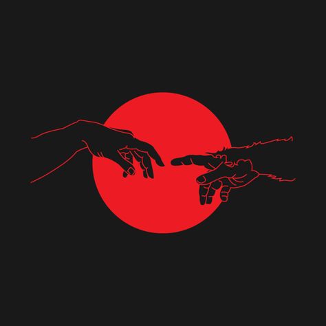 Aesthetic Hands Michelangelo Gorilla Japan - Michelangelo Creation Of Adam - T-Shirt | TeePublic Hands Michelangelo, Aesthetic Hands, Devil Aesthetic, Red Aesthetic Grunge, Red And Black Wallpaper, Japon Illustration, Arte Inspo, Photo Wall Collage, Red Walls