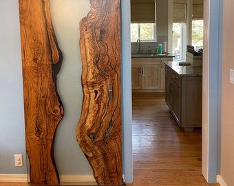 Artistic Doors, Hanging Doors, Evergreen House, Live Edge Epoxy, Custom Barn Doors, Contemporary Doors, Custom Doors, Double Frame, Doors Sliding