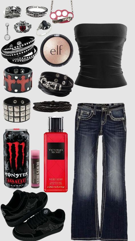 Emo Fits 2000s, Emo Summer Outfits, 2000s Mall Goth, Grunge Y2k Outfits, Outfit Ideas Emo, Trashy 2000s, Rock Star Outfit, Mcbling Fashion, Silly Clothes