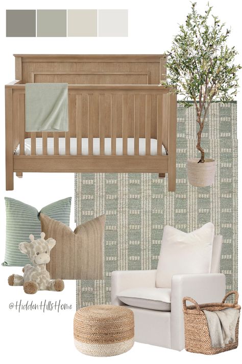 Gender neutral nursery decor ideas with green tones Tilly Upholstered Bed, Organization Nursery, Boy Nursery Themes, Cozy Baby Room, Baby Nursery Inspiration, Baby Room Neutral, Baby Nursery Neutral, Baby Room Themes, Nursery Room Boy