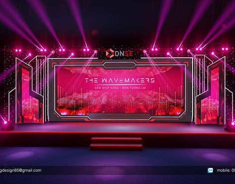 STAGE, PHOTOBOOTH 3D DESIGN DNSE VIETNAM :: Behance Space Stage Design, Stage With Led Screen, Futuristic Stage Design, Led Stage Design, Graduation Stage, Event Stage Design, Stage Backdrop Design, Spot Foto, Street Decoration