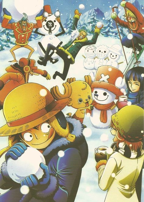 Mugiwara Pirates One Piece Winter Wallpaper, One Piece Christmas Official Art, Christmas One Piece Wallpaper, One Piece Thanksgiving, One Piece Christmas Wallpaper, Wallpaper Noel, Luffy Christmas, One Piece Christmas, Christmas One Piece