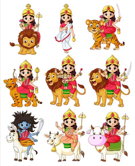 Navarathri Devi Images, Navratri Devi Images, Nav Durga, Easy Mandala Drawing, Durga Painting, Happy Navratri Images, Navratri Images, Anime Drawing Books, Peace Illustration