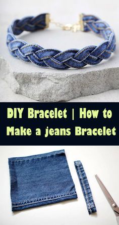 Jean Bracelets Recycled Denim, Jean Crafts Ideas Upcycle, Denim Bracelets Diy Old Jeans, Denim Pocket Crafts, Things To Make Out Of Old Jeans, Denim Jewelry Diy, Jean Bracelets, Diy Denim Bracelets, Fabric Necklace Diy