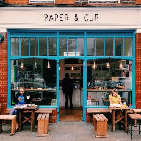 Cafe Seating, Shoreditch London, Coffee Shop Ideas, Book Cafe, Modern Restaurant, Shop Fronts, Coffee Shop Design, Cafe Ideas, Shop Front