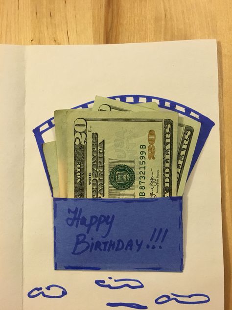 Money birthday card Birthday Card With Money, Money Birthday, Gift Cards Money, Bookmark Ideas, Money Card, Birthday Money, 18th Birthday Cards, 27th Birthday, Creative Gifts For Boyfriend