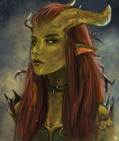 Green Tiefling, Elf Woman, Icewind Dale, Pillars Of Eternity, Spirit Magic, Dnd Races, D D Character Ideas, Dark Creatures, Monster Characters