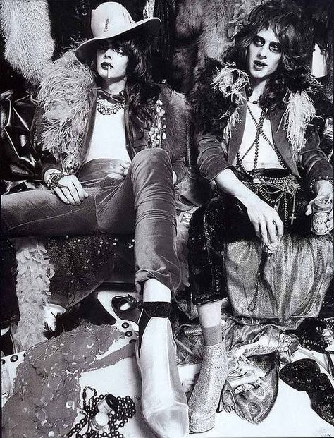 Glam Rock Party Decorations, 1970s Glam Rock, Men Embracing, 80s Glam Rock, 70s Glam Rock, 1970s Glam, New York Dolls, Glam Rock Style, Louise Ebel