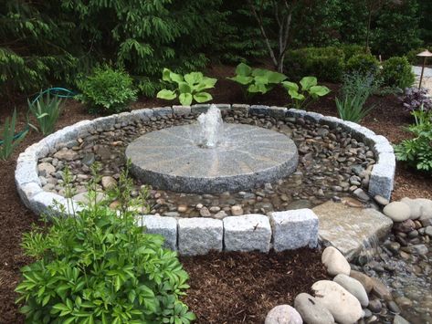 Millstone Water Feature, Farm Fountain, Montana Garden, Abundant Garden, Yard Fountain, Stone Water Features, Bamboo Fountain, Garden Water Feature, Pond Fountains