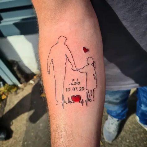 Tattoo Ideas For Fathers, Daughter And Father Tattoos, Baby Tattoo For Dads, Father Daughter Tattoo, Dad Daughter Tattoo, Daughter Tattoo Ideas, Fathers And Daughters, Tattoos For Dad Memorial, Father Daughter Tattoos