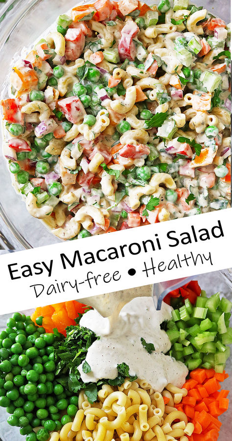 Dairy-Free Macaroni Salad Easy Macaroni Salad, Veggie Fritters, Side Dishes For Chicken, Macaroni Salad Recipe, Gluten Free Noodles, Grilled Fruit, Easy Salad, Autumn Salad, Frozen Veggies