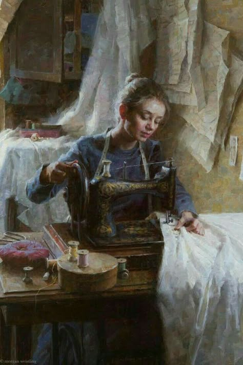 Morgan Weistling, Oil Painters, Dessin Adorable, Sewing Art, Classical Art, Space Crafts, Vintage Wall Art, Sewing Room, Beautiful Paintings