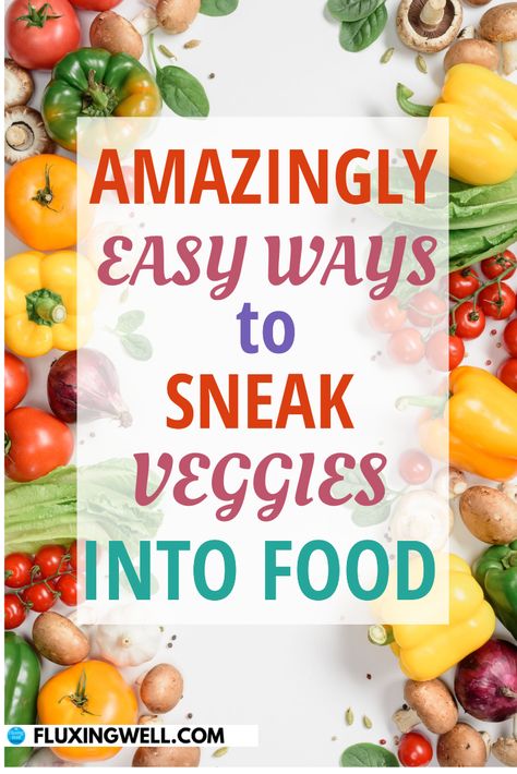 These sneaky vegetable strategies are effective and very difficult for your family to detect. Want to get your family to eat more vegetables? Try these simple sneaky strategies with casseroles, soups and more to add more veggies to your family’s diet. These tips are so easy, your family will have no idea they are getting extra servings of vegetables. Great for picky eaters of all ages, from picky toddlers to picky teenagers. Sneaking veggies into kids' food is easy! Fix some healthy meals today! Easy Ways To Hide Veggies In Food, Meals To Sneak Veggies In, How To Sneak In More Veggies, How To Get Veggies In Your Diet, Sneak Vegetables Into Food Kids, Ways To Incorporate Vegetables, Vegetables For Picky Eaters Adults, How To Hide Veggies In Food, Adding More Veggies To Diet