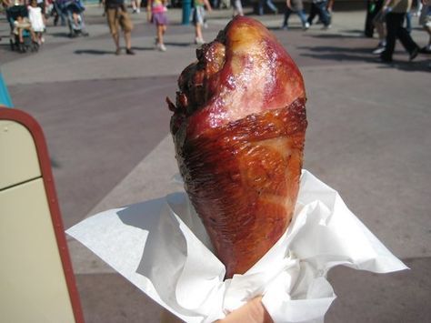 The giant turkey legs found at Walt Disney World are not a well-kept secret as they are sold in multiple locations and always seen to be being eaten by someone wherever you look.  Now, the actual recipe for the giant turkey legs is something that is kept a bit more of a secret and thus … Disney Smoked Turkey Leg Recipe, Disneyland Turkey Leg Recipe, Disney Turkey Leg, Turkey Leg Recipes, Smoked Turkey Legs, Turkey Leg, Disneyland Food, Disney World Food, Fair Food