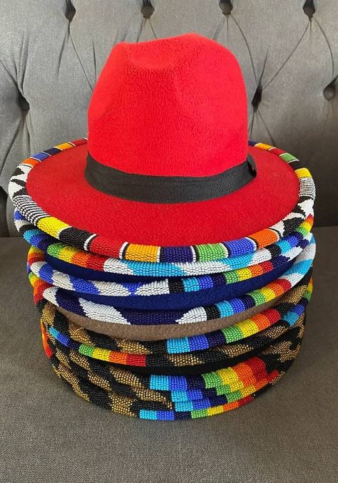 Fedora Style, Beaded Hat, Women Hat, Wool Fedora, Maasai, African Wear, Etsy Sales, African Fashion Dresses, Fedora Hat