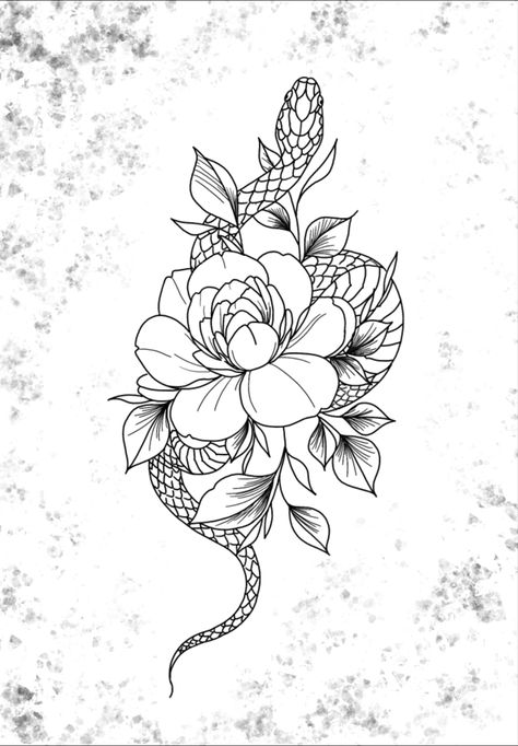 Dragon And Snake Tattoo, Snake Flower Tattoo, Snake And Flowers Tattoo, Snake And Flowers, Snake Flower, Berlin Tattoo, Tattoo Dotwork, Quotes Tattoos, Humor Quotes