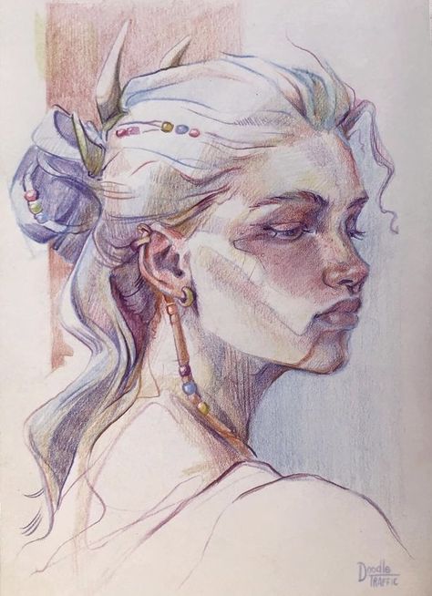 Watercolor Portrait Painting, Beautiful Sketches, Sketchbook Art Journal, Painting Art Lesson, Watercolor Art Lessons, Colorful Portrait, Pencil Art Drawings, Color Pencil Art, Art Inspiration Painting