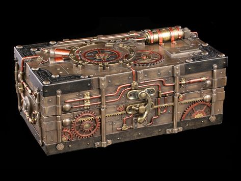 Veronese Steampunk Box Steampunk Chest, Steampunk Desk Organizer, Steampunk Boxes Ideas, Creepy Music Box, Steampunk Diy Crafts, Steampunk Table, Steampunk Bag, Steampunk Dragon, Diy Tape