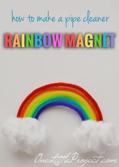 Rainbow magnets - an easy craft to do with your kids! They are cute and cheerful and a great way to welcome spring! Free Crafts For Kids, Hearty Chicken Soup, Rainbow Promise, Easy Craft For Kids, Rainbow Magnet, Free Crafts, Genesis 6, Diy Pipe, Pipe Cleaner Crafts