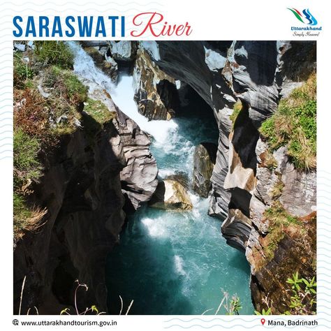 Saraswati River, Uttarakhand Tourism, Goddess Of Wisdom, Indian Village, Stone Bridge, The Mighty, The Goddess, Himalayan, The River