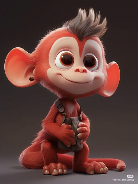 Monkey Character Design, Cute Animal Vector, 3d Creature, Monkey Character, Character Design Tips, 3d Game Art, Funny Creatures, Animals In Nature, Honda Monkey