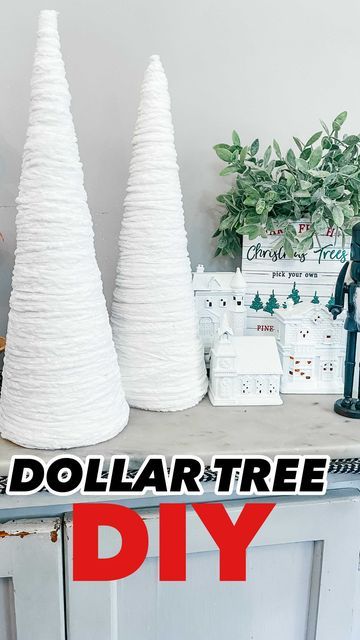 Dollar Tree Christmas Tree, Christmas Tree Yarn, Christmas Cones, Christmas Tree Diy, Life On A Budget, Diy Christmas Tree Ornaments, Cone Trees, Dollar Tree Finds, Cone Christmas Trees