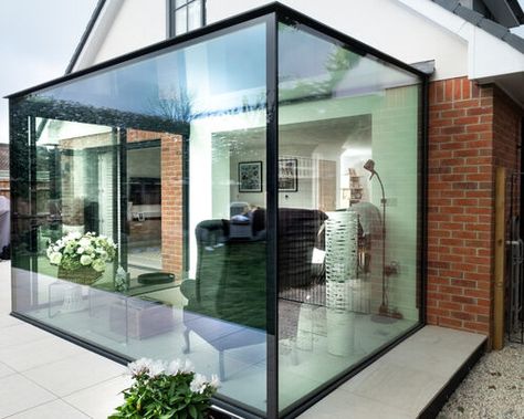 The Hawthorns | Projects | IQ Glass Small Glass Extension, Glass Room Extension, Glass Box Extension, Box Extension, Small House Extensions, Glass Porch, Glass House Design, Minimal Windows, Garden Room Extensions