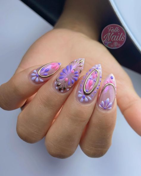 Talavera and golf chrome nails 💕🦄🏆 #talaveranails #mexicannails #shortnails #fancynails #mexicanart 3d French Tip Nails, Gel X Almond Nails, 3d Nail Designs Acrylics, Pleasing Nails, 3d Gel Nails, Mexican Nails, 3d Nail Designs, 3d Flower Nails, Floral Nail Art