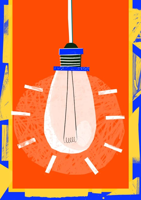 Lightbulb! Digital collage illustration by Tom Abbiss Smith. Light Bulb Graphic Design, Light Bulb Graphic, Light Bulb Illustration, Abc Illustration, Visual Art Lessons, Light Bulb Art, Typographic Poster Design, Light Bulb Design, Gelli Plate Art