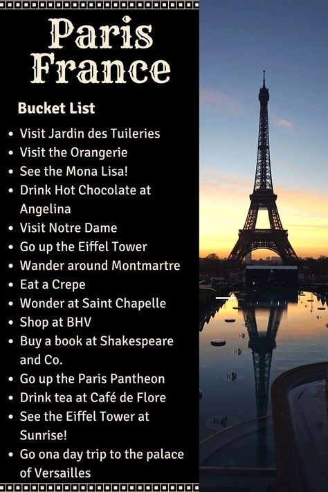 paris bucketlist Paris Bucket List, Paris Dream, Paris France Travel, Paris Travel Guide, Paris Vacation, Restaurant Paris, Paris Jackson, The Eiffel Tower, Future Travel