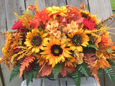 Grave Saddles, Fall Cemetery, Cemetery Saddles, Headstones Decorations, Casket Flowers, Gravesite Decorations, Fall Flower Arrangements, Baton Rouge Louisiana, Memorial Flowers