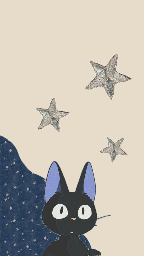 #studioghibli #kikisdeliveryservice #jiji #wallpaper Kiki's Delivery Service Cat Wallpaper, Jiji Wallpaper, Kiki Cat, Wallpaper Gatos, Cute Puppy Wallpaper, Japan Painting, Puppy Wallpaper, Cute Laptop Wallpaper, Black Cat Art