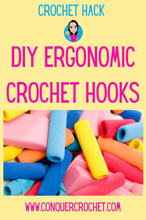 Hand pain when crocheting is real. Not only does it stop you creating but it can last for days. Ergonomic crochet hooks can be really expensive so this quick tip may help you to take away some or alm of the pain when crocheting. Happy hooking Love Karen ♥️🧶 Ergonomic Crochet Hooks Diy, Diy Ergonomic Crochet Hook, Diy Crochet Hook Handle, Crotchet Hook, Crochet Tips And Tricks, Crochet Hacks, Diy Crochet Hook, Crochet Hook Handles, Sore Hands