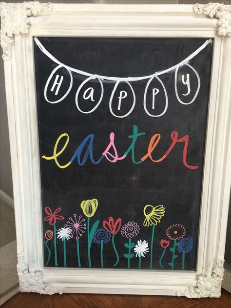 Happy Easter Chalkboard Ideas, Easter White Board Ideas, Easter Chalkboard Art, Blackboard Design, Spring Chalkboard Art, Chalkboard Inspiration, Spring Chalkboard, Easter Chalkboard, Easter Classroom